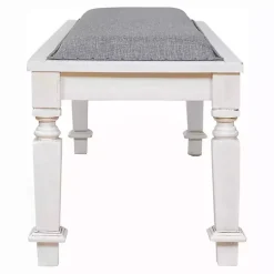 Gray Upholstered Antique White Quin Bench