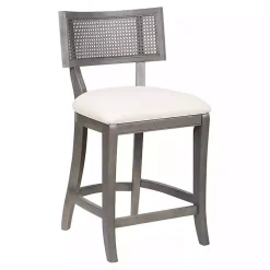 Gray Upholstered Farmhouse Counter Stool