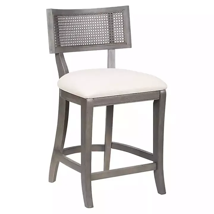 Gray Upholstered Farmhouse Counter Stool