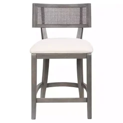 Gray Upholstered Farmhouse Counter Stool