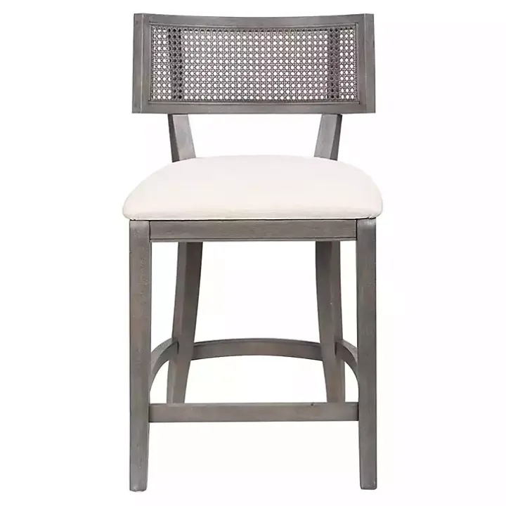 Gray Upholstered Farmhouse Counter Stool