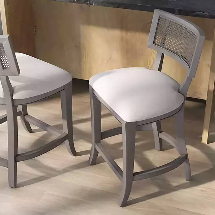 Gray Upholstered Farmhouse Counter Stool