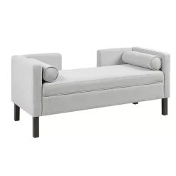 Gray Upholstered Modern Split Back Bench