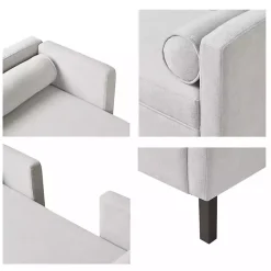 Gray Upholstered Modern Split Back Bench