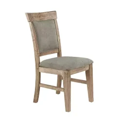 Gray Upholstered Rustic Dining Chairs, Set of 2