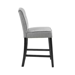 Gray Upholstered Tufted Button Back Counter Stool