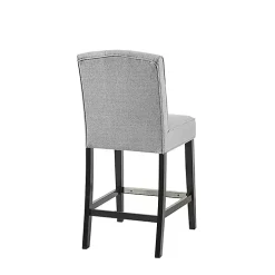 Gray Upholstered Tufted Button Back Counter Stool