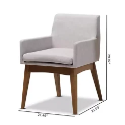 Gray Upholstered Walnut Dining Chairs, Set of 2