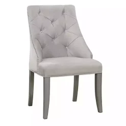 Gray Upholstered Wingback Dining Chairs, Set of 2