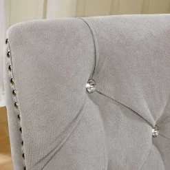 Gray Upholstered Wingback Dining Chairs, Set of 2