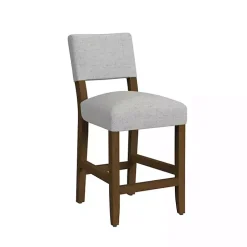Gray Upholstered Wood Counter Stool