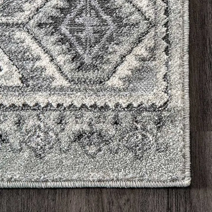 Gray Vintage Circular Patterns Area Rug, 5x7