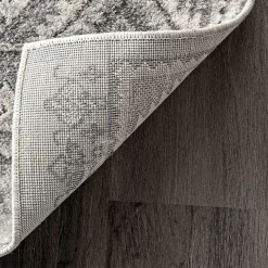 Gray Vintage Circular Patterns Area Rug, 5x7