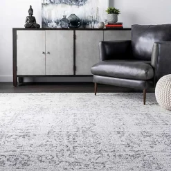 Gray Vintage Distressed Area Rug, 8x12