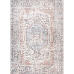 Gray Vintage Floral Washable Area Rug, 8x10
