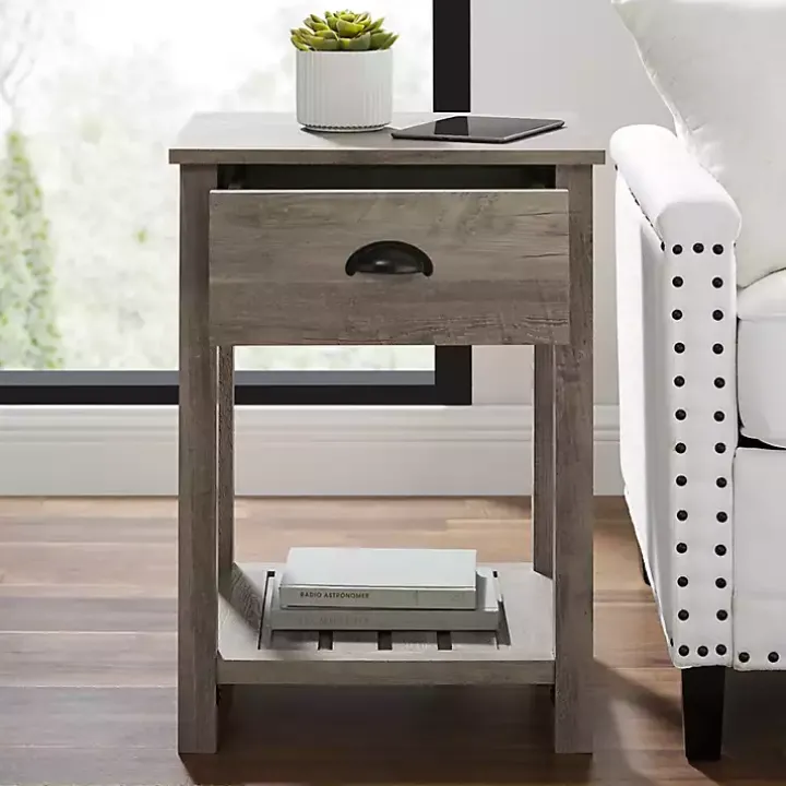 Gray Wash Country Accent Table