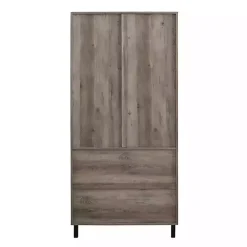 Gray Wash Glass Door Storage Hutch