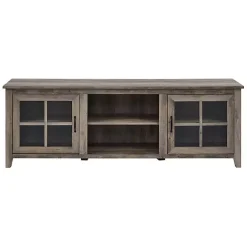 Gray Wash Glass Door TV Stand