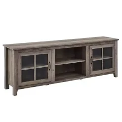 Gray Wash Glass Door TV Stand