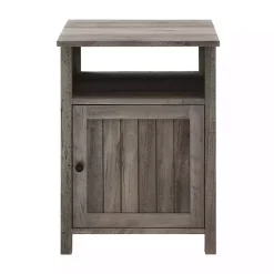 Gray Wash Grooved Door Side Table