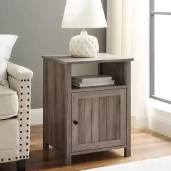 Gray Wash Grooved Door Side Table