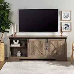 Gray Wash Sliding Barn Door TV Stand