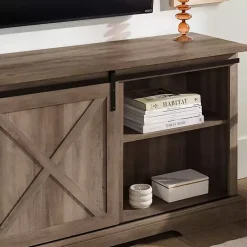 Gray Wash Sliding Barn Door TV Stand