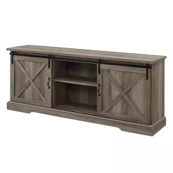 Gray Wash Sliding Barn Door TV Stand