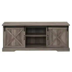 Gray Wash Sliding Barn Door TV Stand