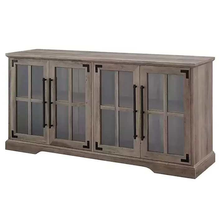 Gray Wash Window 4-Door TV Stand