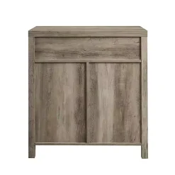 Gray Wash Wooden and Metal Barn Door Cabinet
