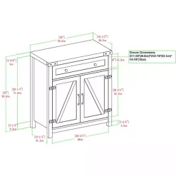 Gray Wash Wooden and Metal Barn Door Cabinet