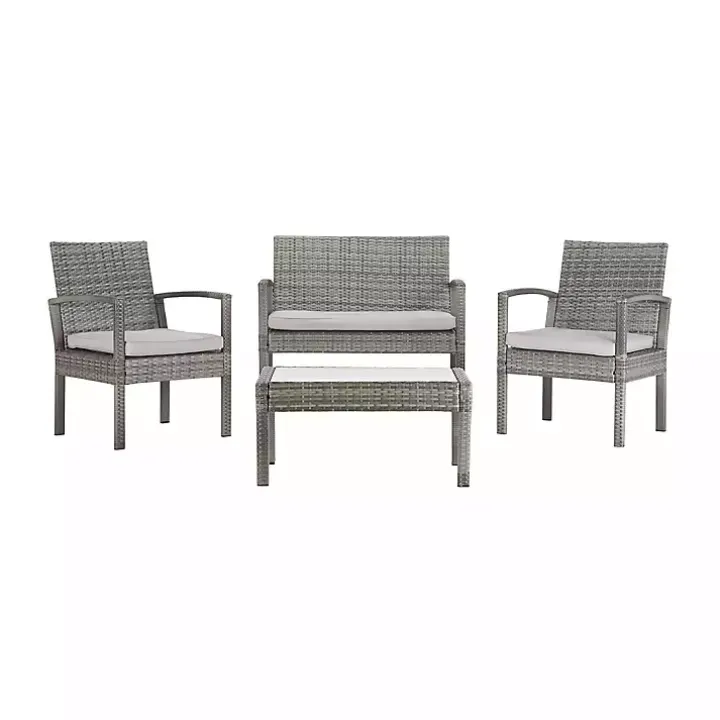 Gray Wicker Frame 4-pc. Outdoor Living Set
