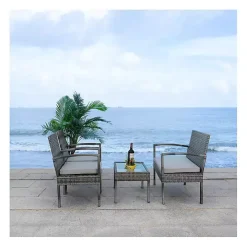 Gray Wicker Frame 4-pc. Outdoor Living Set