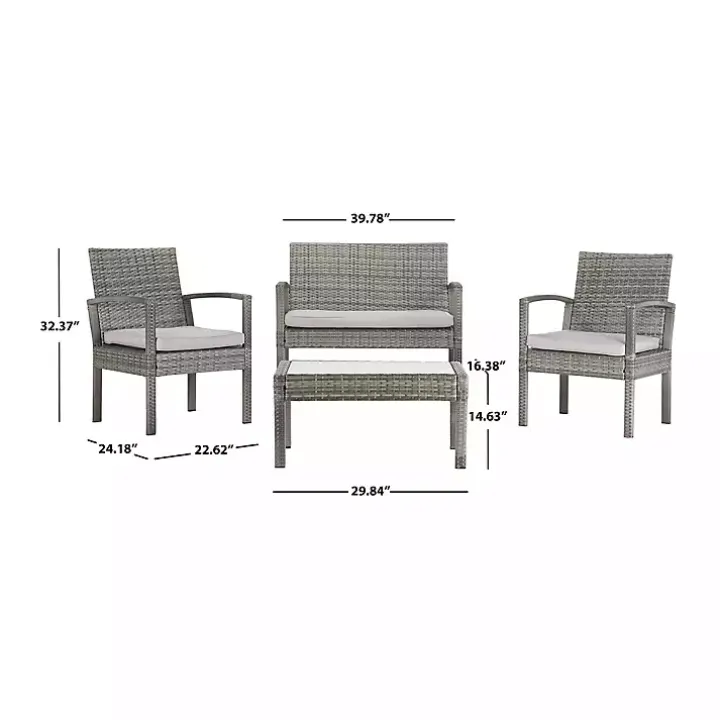 Gray Wicker Frame 4-pc. Outdoor Living Set