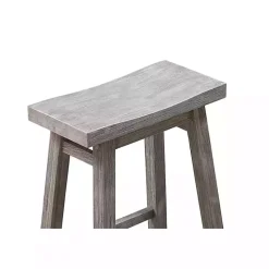 Gray Wire Brush Saddle Bar Stools, Set of 2