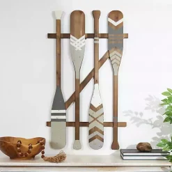 Gray Wood Arrow and Striped Paddle Wall Plaque