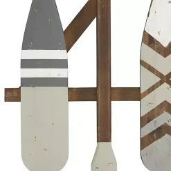 Gray Wood Arrow and Striped Paddle Wall Plaque
