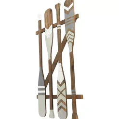 Gray Wood Arrow and Striped Paddle Wall Plaque