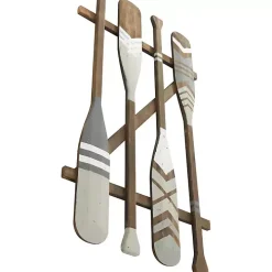 Gray Wood Arrow and Striped Paddle Wall Plaque
