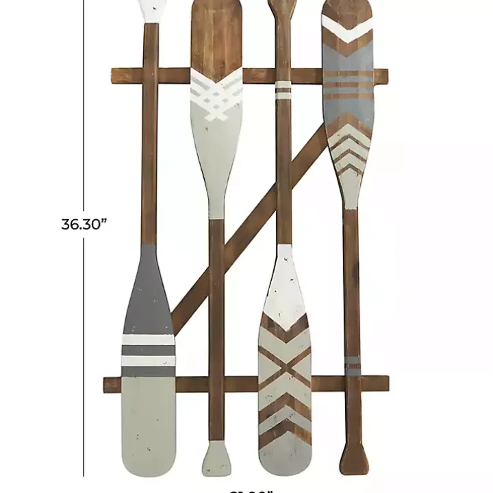 Gray Wood Arrow and Striped Paddle Wall Plaque