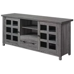 Gray Wood 2-Door Windowpane Media Cabinet