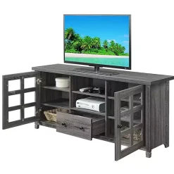 Gray Wood 2-Door Windowpane Media Cabinet