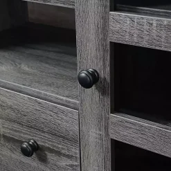 Gray Wood 2-Door Windowpane Media Cabinet