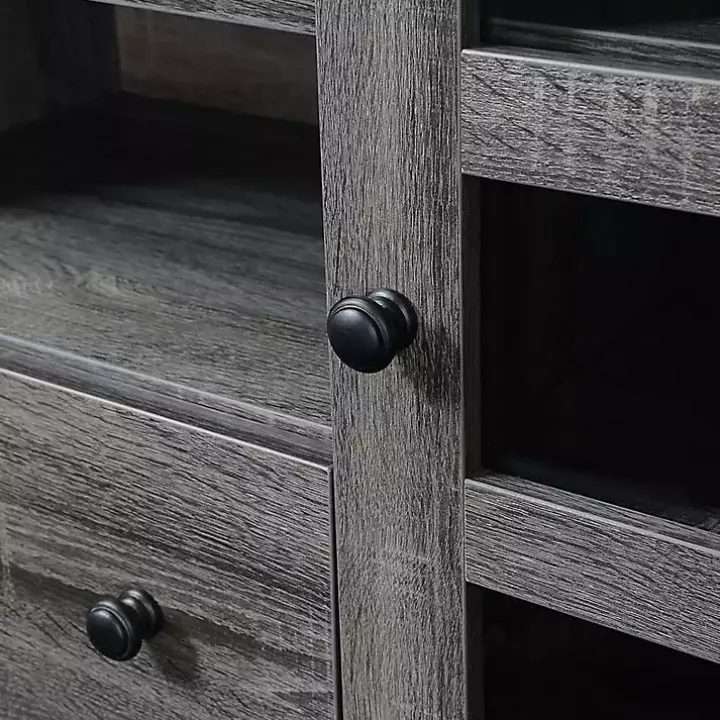 Gray Wood 2-Door Windowpane Media Cabinet