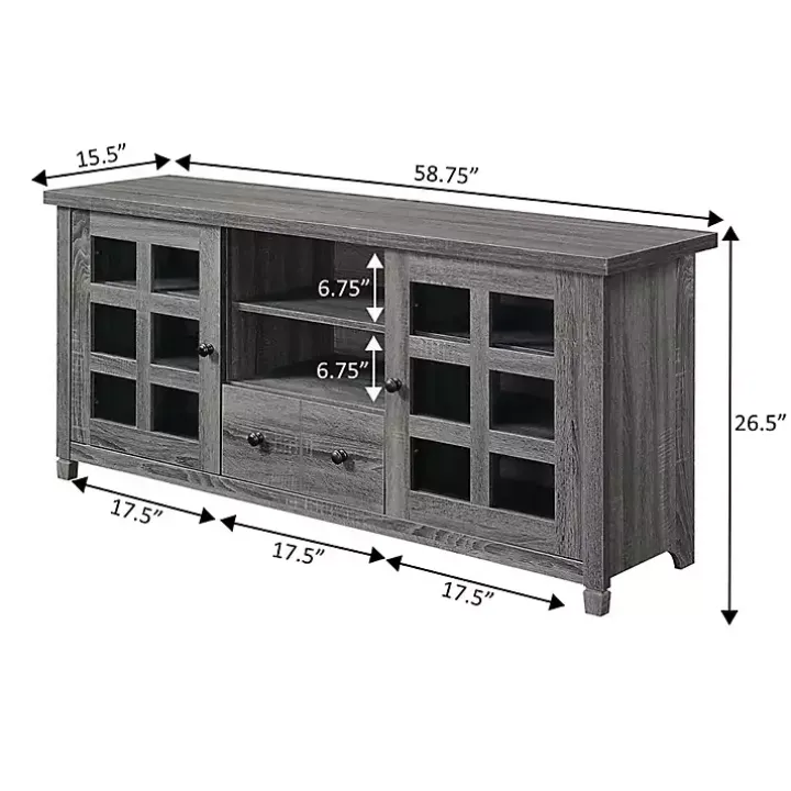 Gray Wood 2-Door Windowpane Media Cabinet