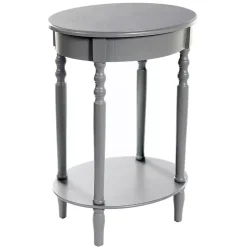 Gray Wood Oval Emily Accent Table