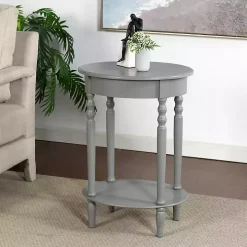 Gray Wood Oval Emily Accent Table
