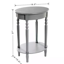 Gray Wood Oval Emily Accent Table