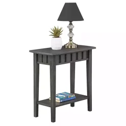 Gray Wood Slat Accent Table